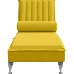 vidaXL Massage chaise longue met bolster fluweel geel