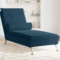 vidaXL Massage chaise longue met bolster fluweel blauw