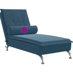 vidaXL Massage chaise longue met bolster fluweel blauw