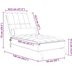 vidaXL Massage chaise longue met bolster stof donkergrijs
