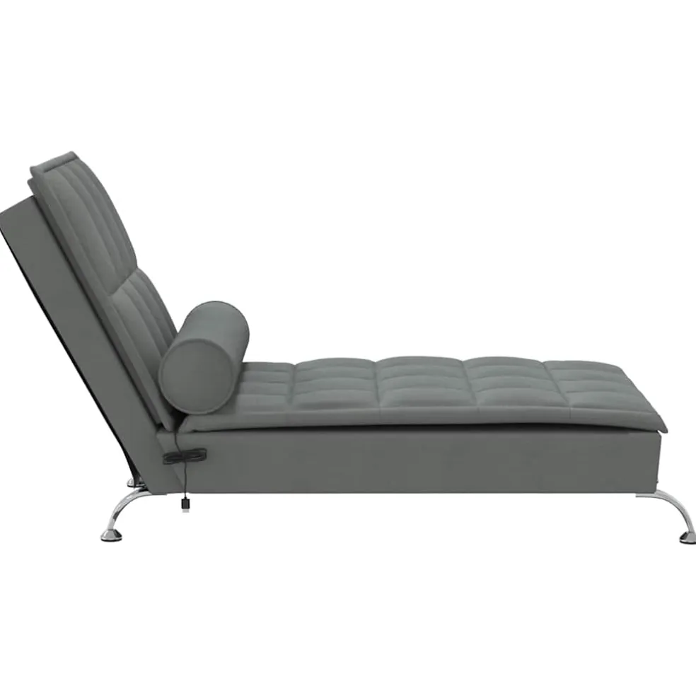 vidaXL Massage chaise longue met bolster stof donkergrijs