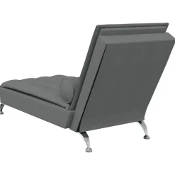 vidaXL Massage chaise longue met bolster stof donkergrijs