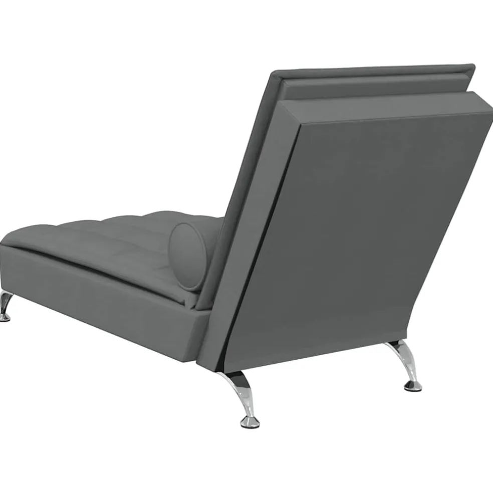 vidaXL Massage chaise longue met bolster stof donkergrijs
