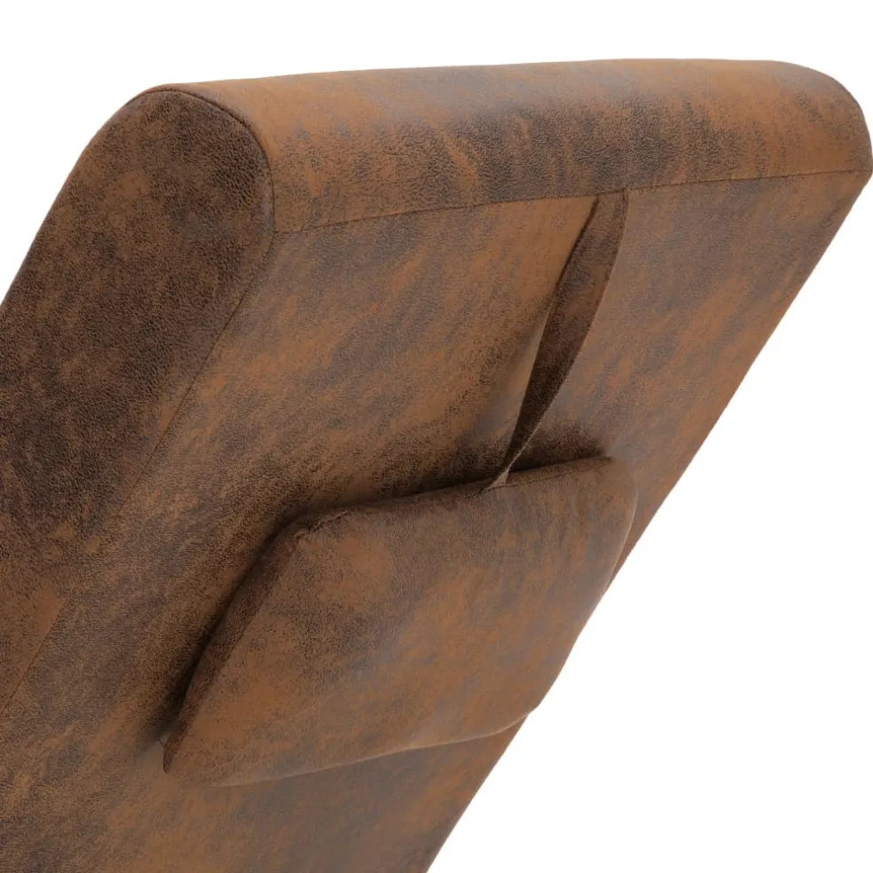 vidaXL Massage chaise longue met kussen kunstsuède bruin