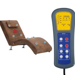 vidaXL Massage chaise longue met kussen kunstsuède bruin