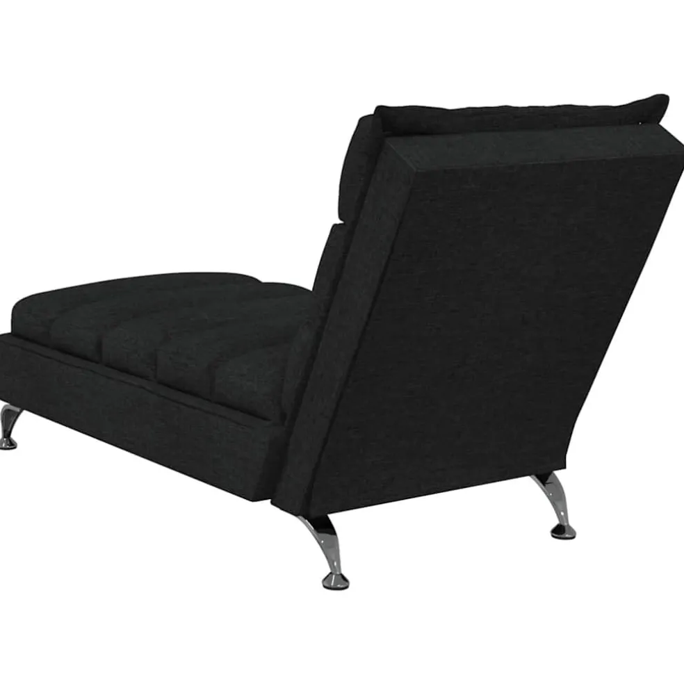 vidaXL Massage chaise longue met kussens stof zwart