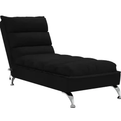 vidaXL Massage chaise longue met kussens stof zwart