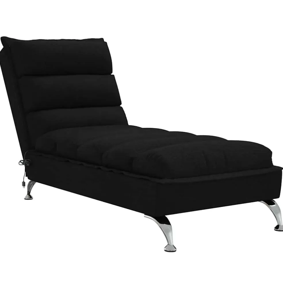 vidaXL Massage chaise longue met kussens stof zwart