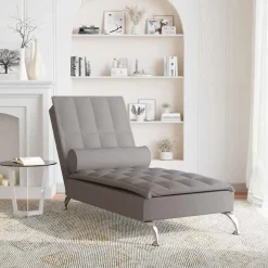 vidaXL Massage chaise longue met bolster stof taupe