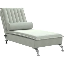 vidaXL Massage chaise longue met bolster fluweel lichtgrijs