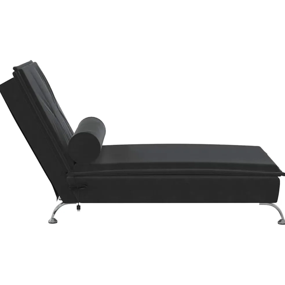 vidaXL Massage chaise longue met bolster fluweel zwart