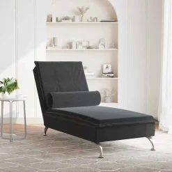 vidaXL Massage chaise longue met bolster fluweel zwart