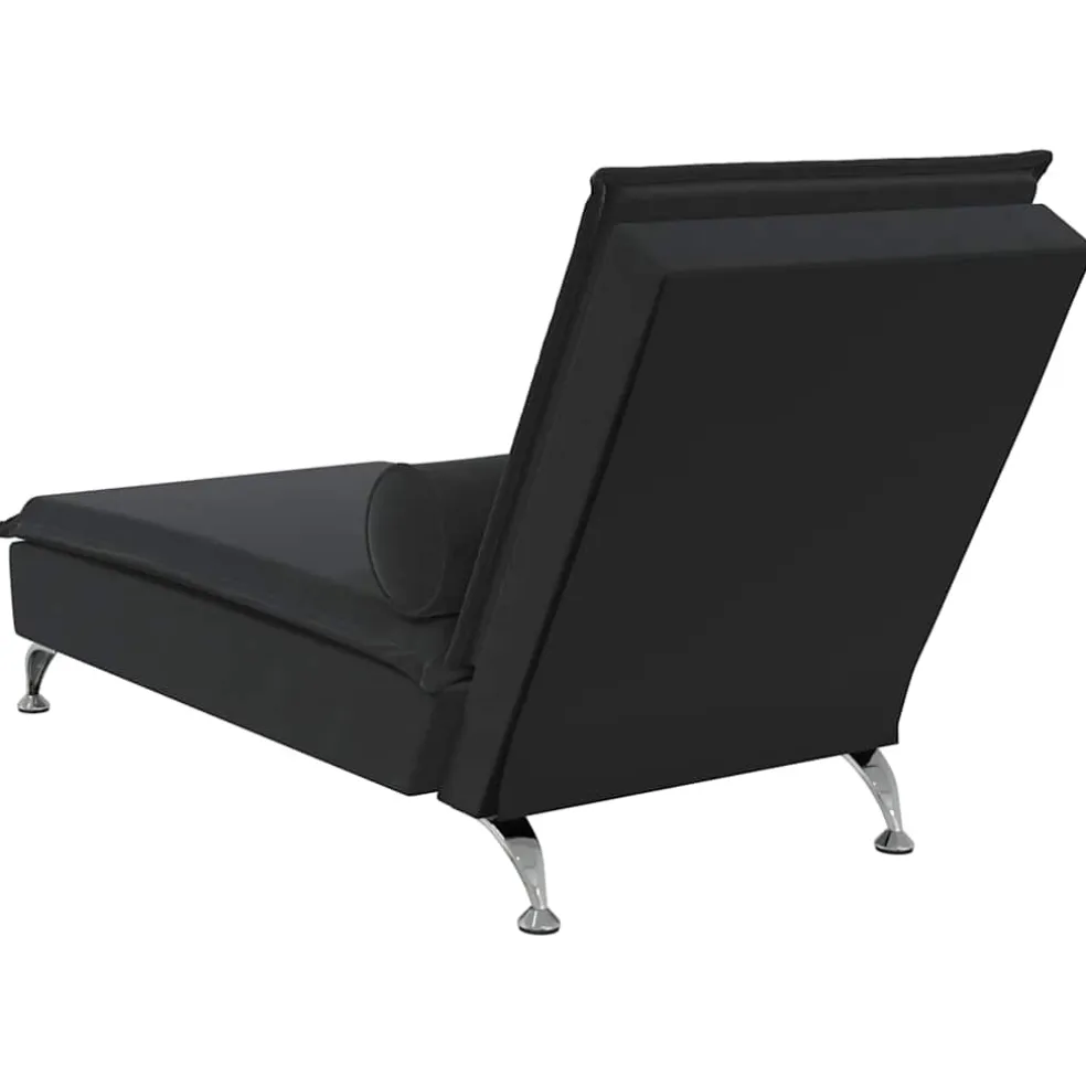 vidaXL Massage chaise longue met bolster fluweel zwart