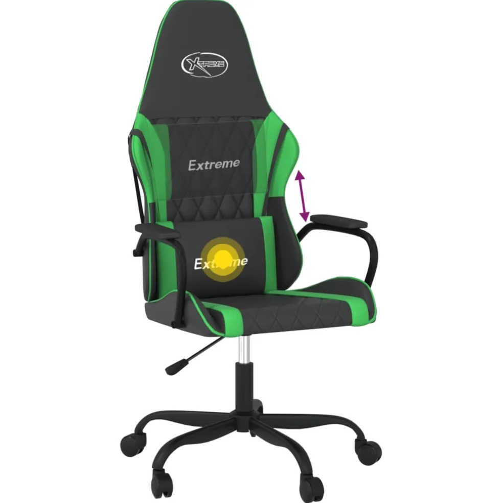 vidaXL Massage gamestoel kunstleer zwart en groen
