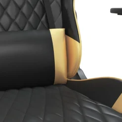 vidaXL Massage gamestoel kunstleer zwart en goudkleurig