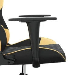 vidaXL Massage gamestoel kunstleer zwart en goudkleurig
