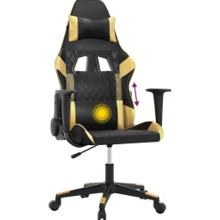 vidaXL Massage gamestoel kunstleer zwart en goudkleurig