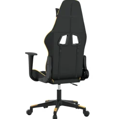 vidaXL Massage gamestoel kunstleer zwart en goudkleurig