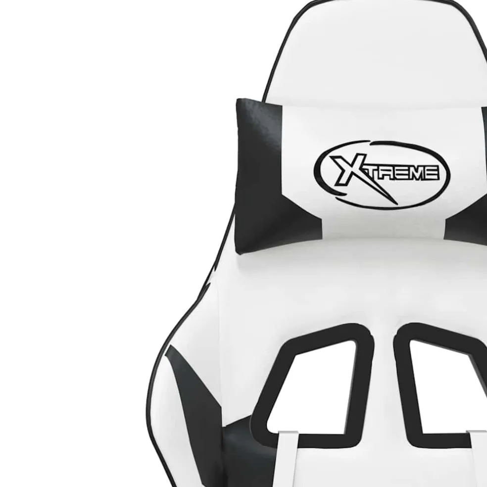 vidaXL Massage gamestoel kunstleer wit en zwart
