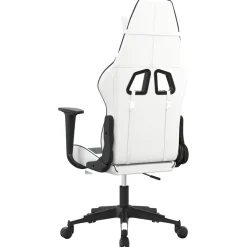 vidaXL Massage gamestoel kunstleer wit en zwart