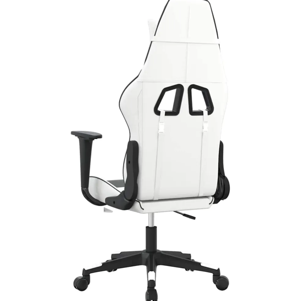 vidaXL Massage gamestoel kunstleer wit en zwart