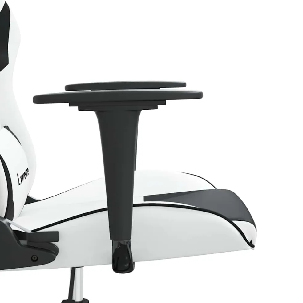 vidaXL Massage gamestoel kunstleer wit en zwart