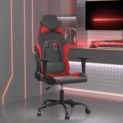 vidaXL Massage gamestoel kunstleer zwart en rood