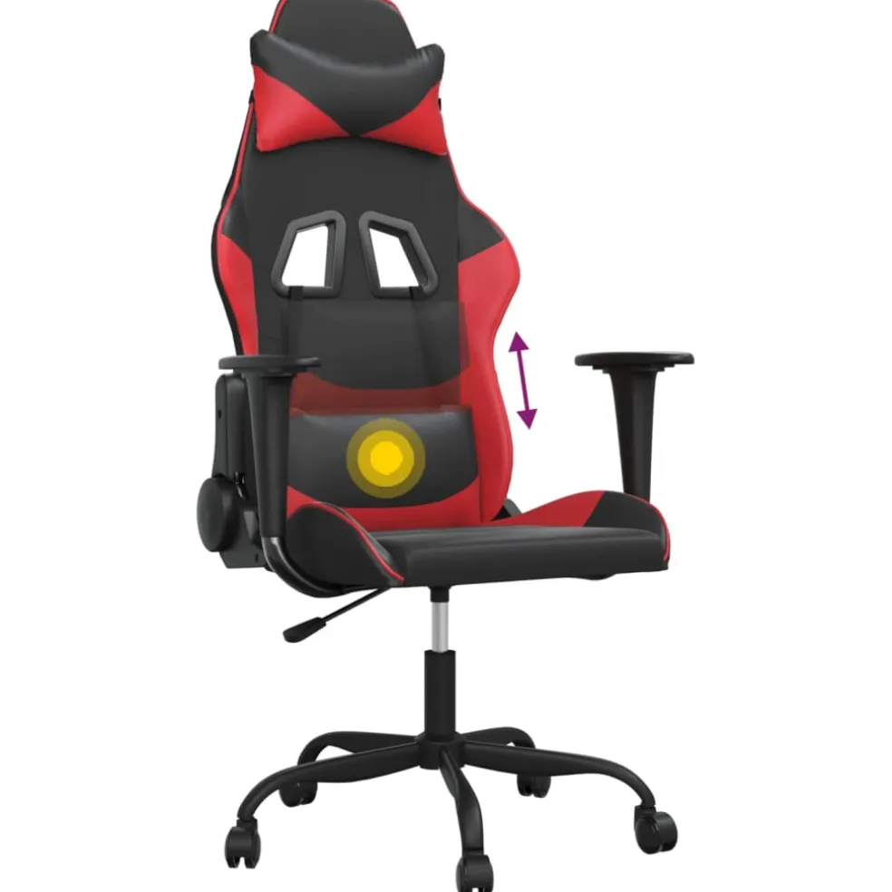 vidaXL Massage gamestoel kunstleer zwart en rood