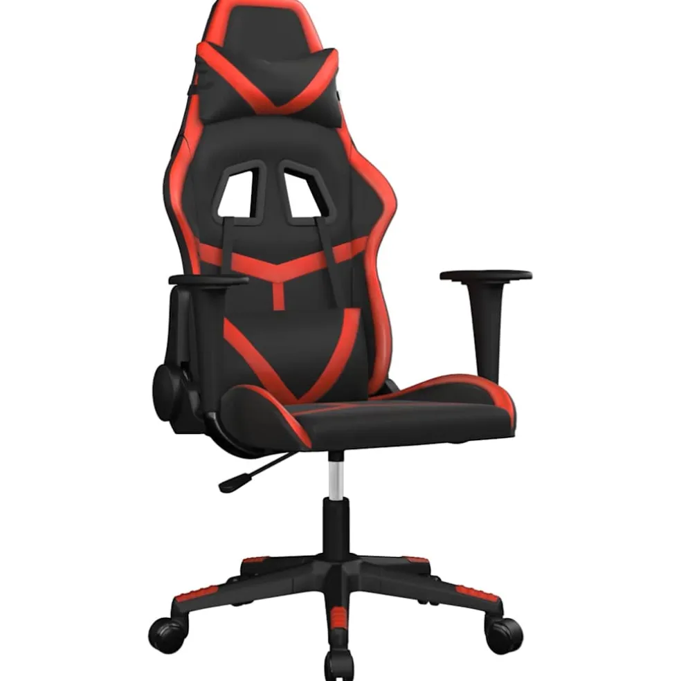 vidaXL Massage gamestoel kunstleer zwart en rood