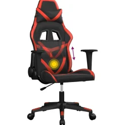 vidaXL Massage gamestoel kunstleer zwart en rood