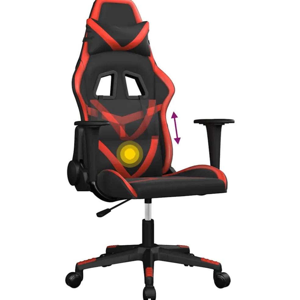 vidaXL Massage gamestoel kunstleer zwart en rood
