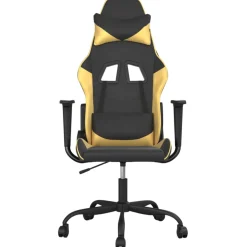 vidaXL Massage gamestoel kunstleer zwart en goudkleurig