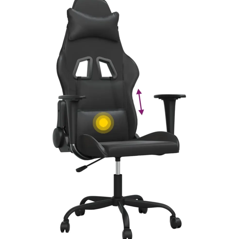 vidaXL Massage gamestoel kunstleer zwart
