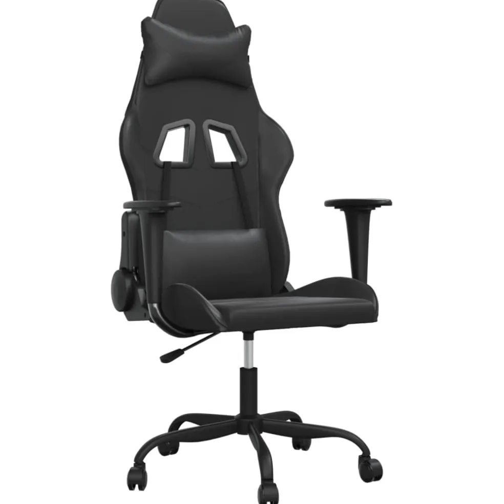 vidaXL Massage gamestoel kunstleer zwart
