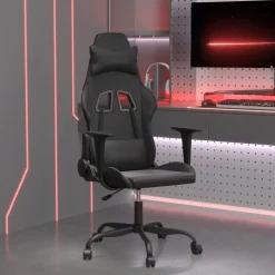vidaXL Massage gamestoel kunstleer zwart