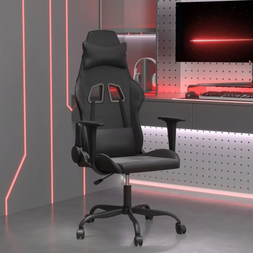 vidaXL Massage gamestoel kunstleer zwart