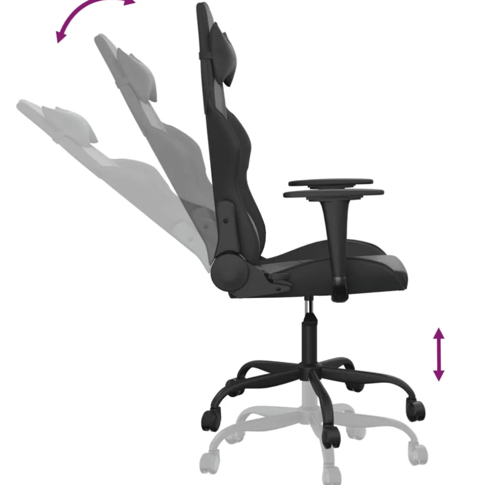 vidaXL Massage gamestoel kunstleer zwart