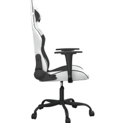 vidaXL Massage gamestoel kunstleer wit en zwart