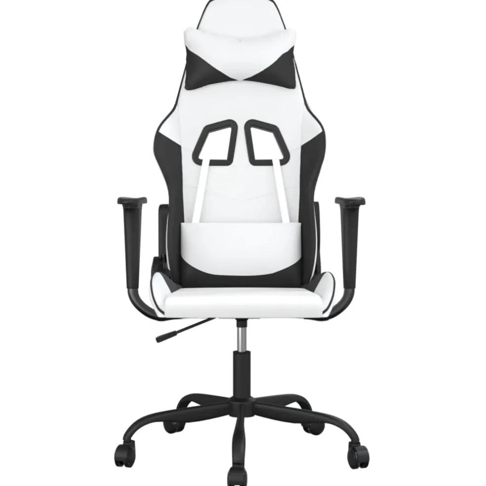 vidaXL Massage gamestoel kunstleer wit en zwart