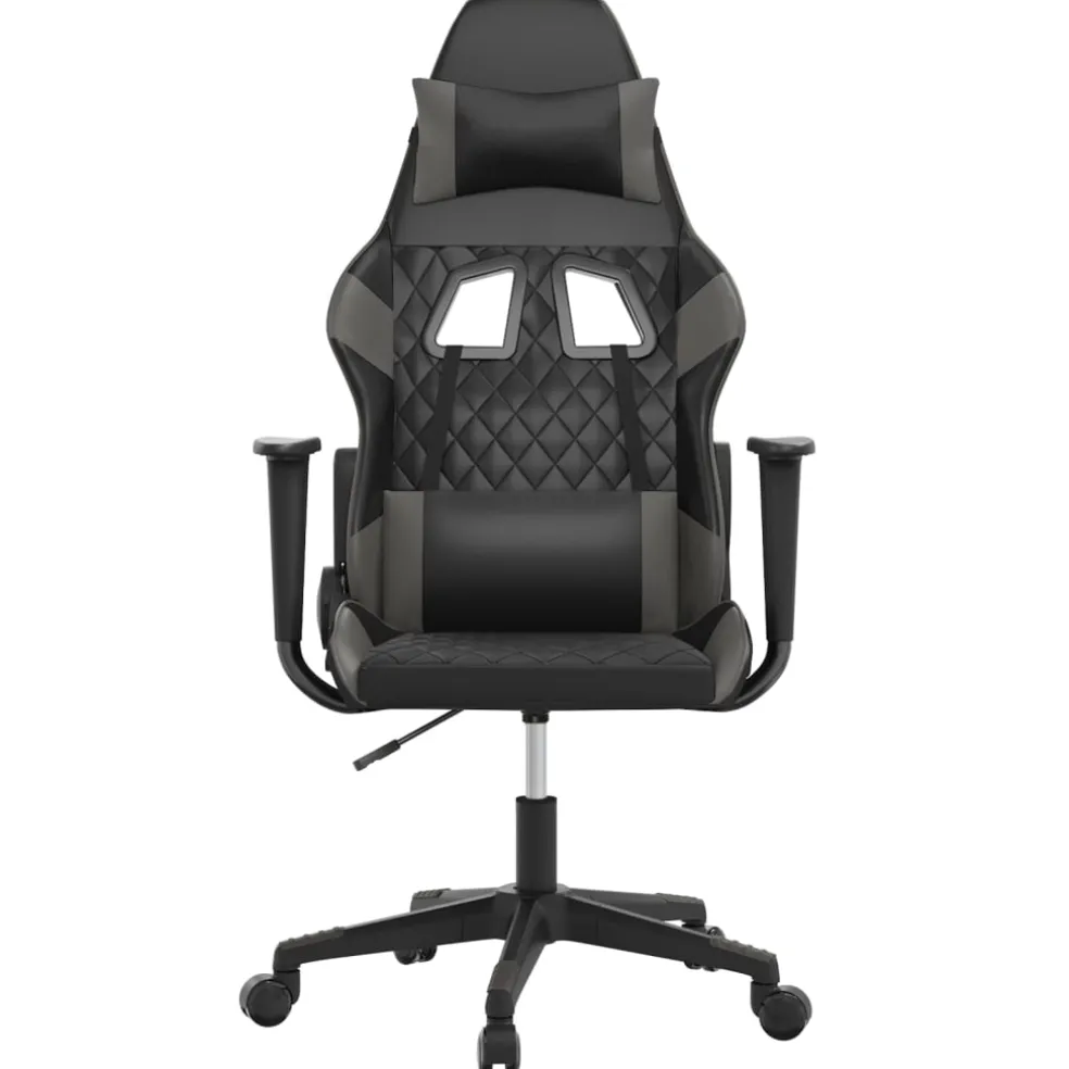 vidaXL Massage gamestoel kunstleer zwart en wijnrood