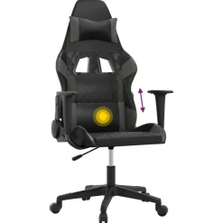vidaXL Massage gamestoel kunstleer zwart en wijnrood