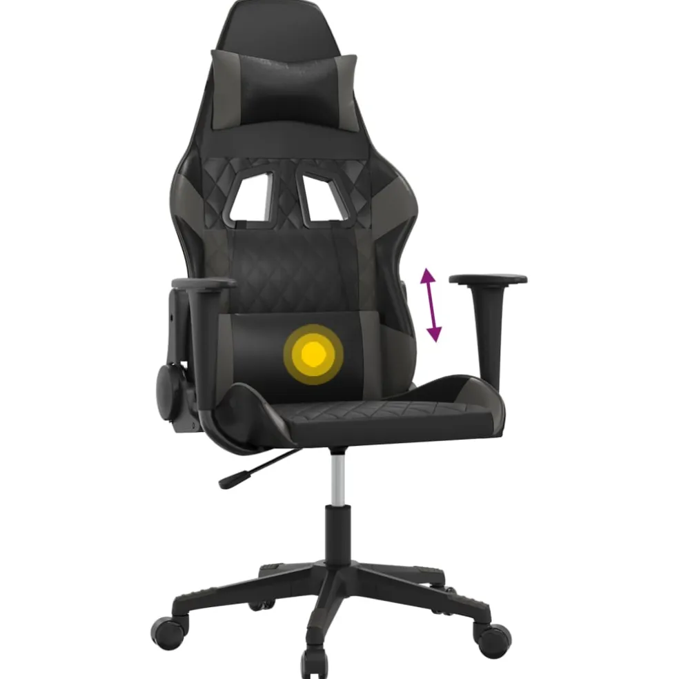 vidaXL Massage gamestoel kunstleer zwart en wijnrood