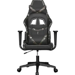 vidaXL Massage gamestoel kunstleer zwart en camouflage