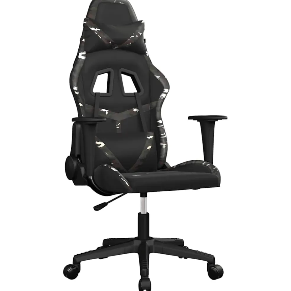 vidaXL Massage gamestoel kunstleer zwart en camouflage