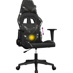 vidaXL Massage gamestoel kunstleer zwart en camouflage