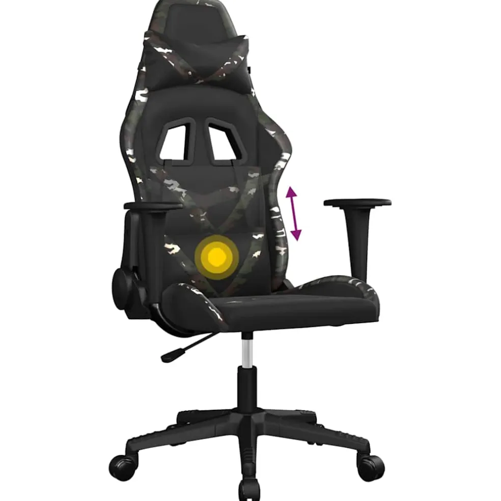 vidaXL Massage gamestoel kunstleer zwart en camouflage