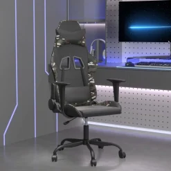 vidaXL Massage gamestoel kunstleer zwart en camouflage
