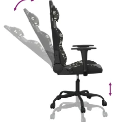vidaXL Massage gamestoel kunstleer zwart en camouflage