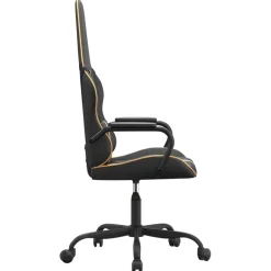 vidaXL Massage gamestoel kunstleer zwart en goudkleurig