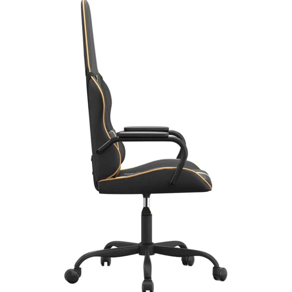 vidaXL Massage gamestoel kunstleer zwart en goudkleurig